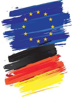 Handgemalte Deutschland und Europaflagge