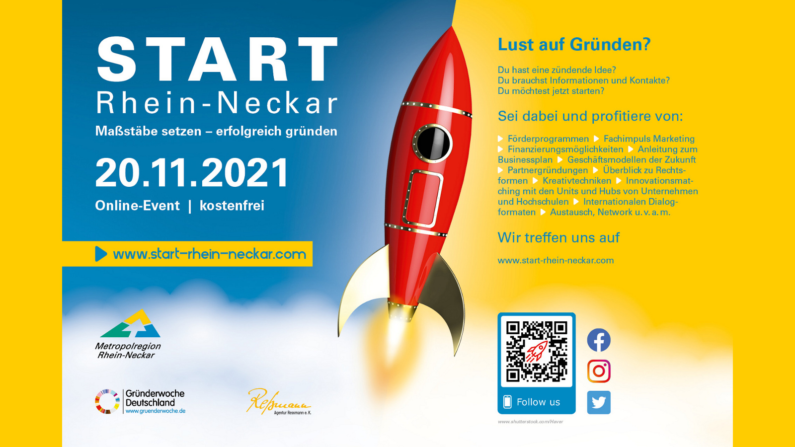Werbeplakat START mit Rakete