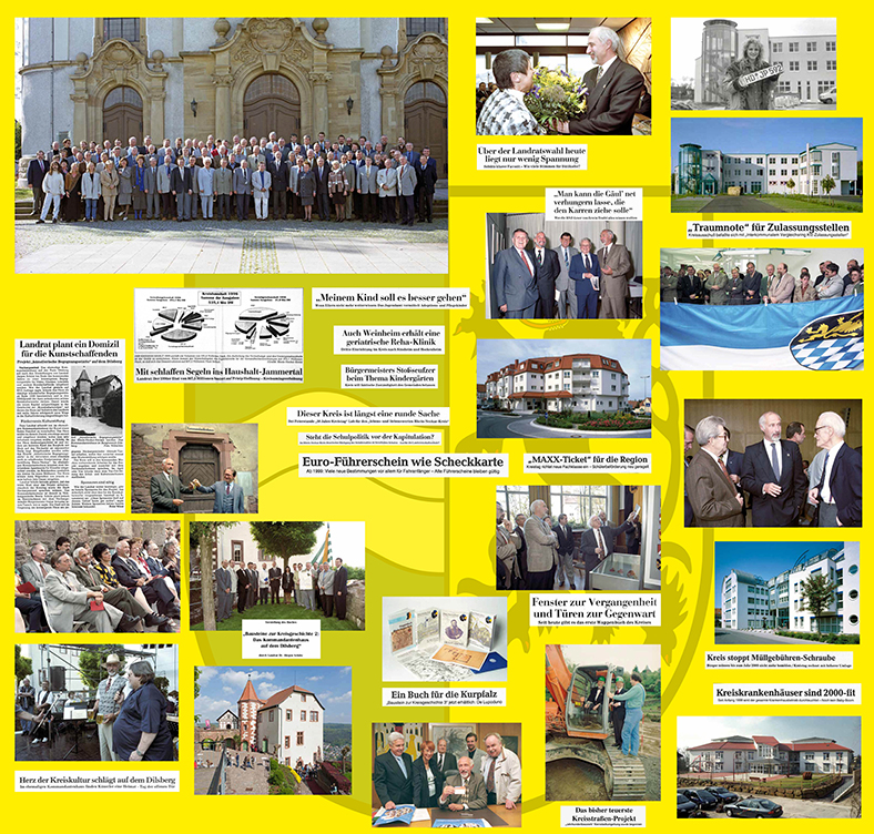 Collage aus Zeitungsausschnitten und Fotos