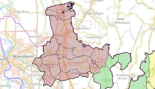 Kartenausschnitt der infizierten Zone