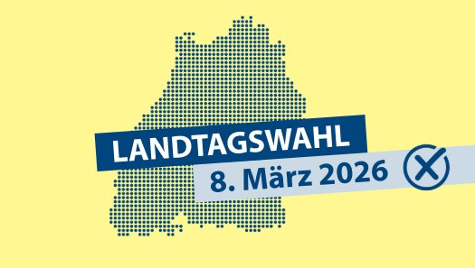 Grafik zur Landtagswahl mit stilisierter Baden-Württemberg Karte