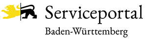 Logo des Serviceportals mit dem baden-württembergischen Löwen