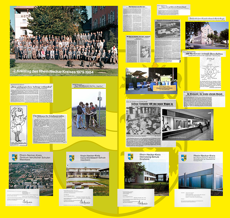 Collage aus Zeitungsausschnitten und Fotos