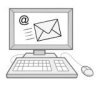 Piktogramm eines Computers mit E-Mail-Symbol