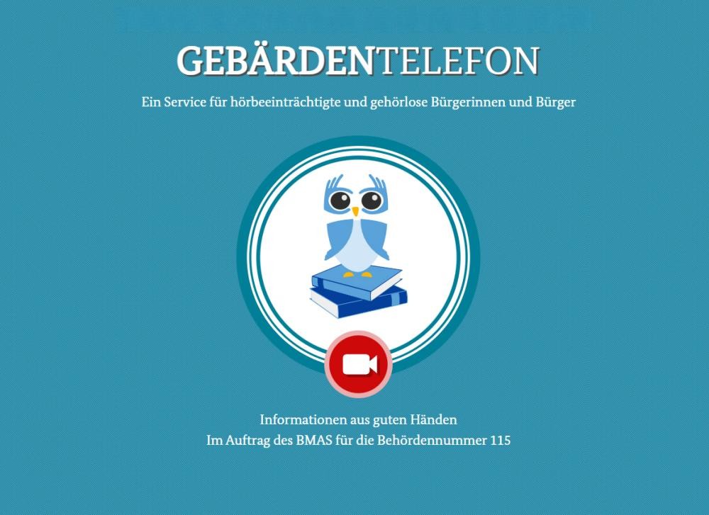 Startbildschirm des Gebärdentelefons