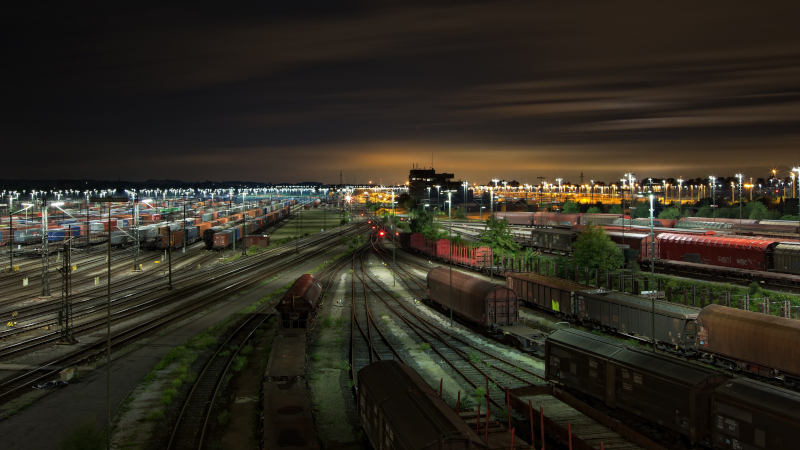 Rangierbahnhof bei Nacht