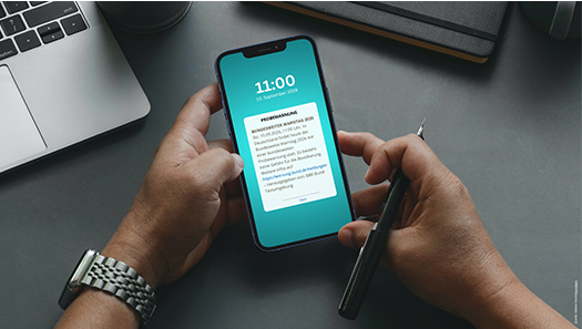 Smartphone zeigt die Warnmeldung an
