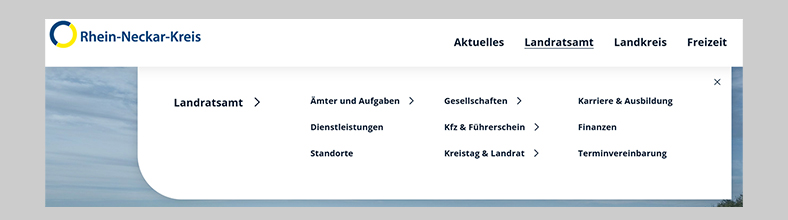 Abbildung des Hauptmenüs